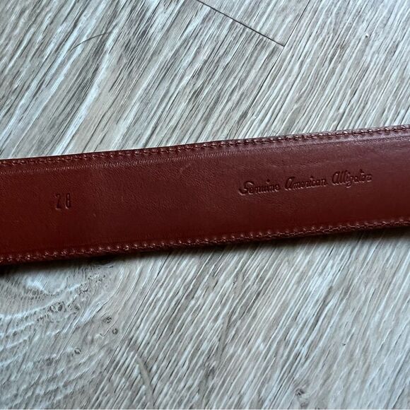 Ralph Lauren Alligator Mahogany Brown Sterling Silver Wide Belt Size 28 - Picture 14 of 14
